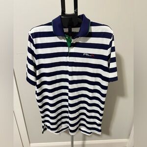 RLX Ralph Lauren Shirt Blue White Striped Polo Golf Performance Men’s XL